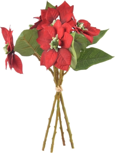 Kunstmatige kerstster in bos 30 cm rood