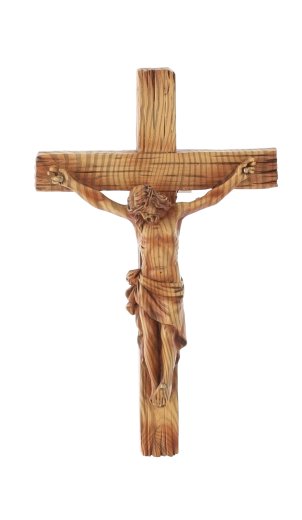 Hangend kruis met Jezusfiguur van polyresine 12,5 × 3,5 × 20 cm