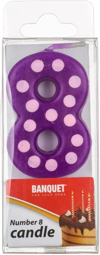 Verjaardagskaars cijfer 8 met pin 5 × 3 cm