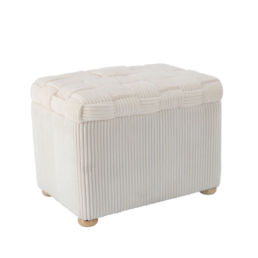 Beige gebreide rechthoekige poef 60 × 40 × 44 cm