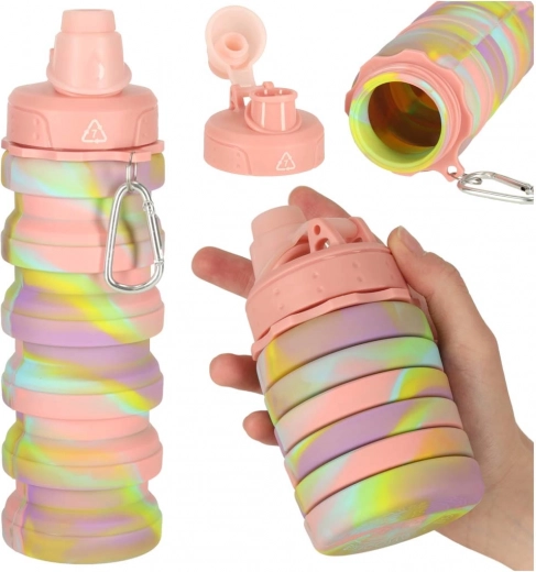 Opvouwbare sportieve siliconen waterfles 500 ml regenboog