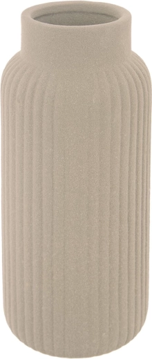 Beige porseleinen vaas met geribbeld oppervlak 24,5 cm