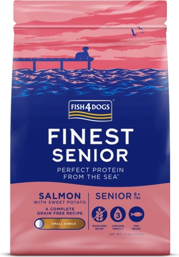 Fish4Dogs Finest brokken Pro Senior voor oudere honden van kleine rassen, zalm en zoete aardappel 1,5 kg