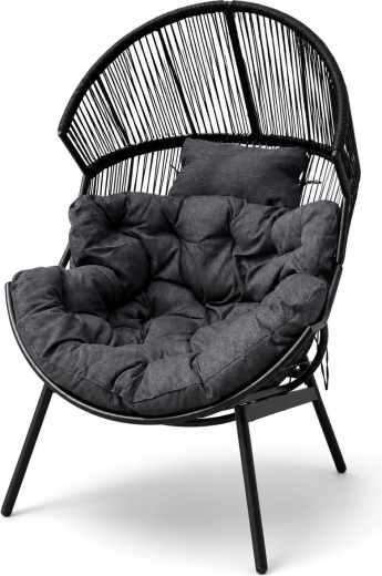 Tuinstoel cocon met kussens, zwart