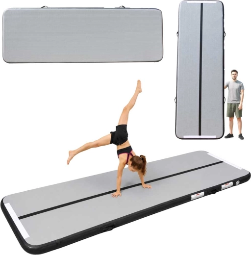 Air track gymnastiek opblaasbare turnmat 400 × 100 × 10 cm grijs