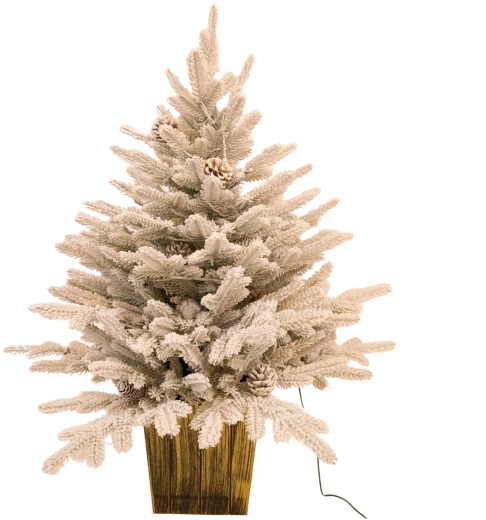 Kerstdecoratie – besneeuwd kerstboompje van 90 cm met dennenappels en LED-verlichting
