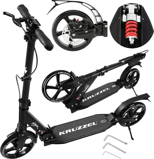 Opvouwbare step KRUZZEL Hyperion met 20 cm wielen en schijfrem