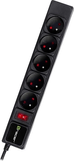 Stekkerdoos Tracer PowerGear 3 m zwart 5 stopcontacten