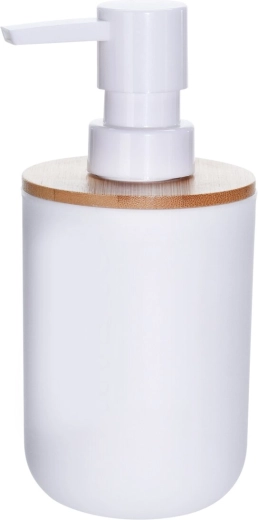 Zeepdispenser Whitney van kunststof en bamboe 0,33 l wit