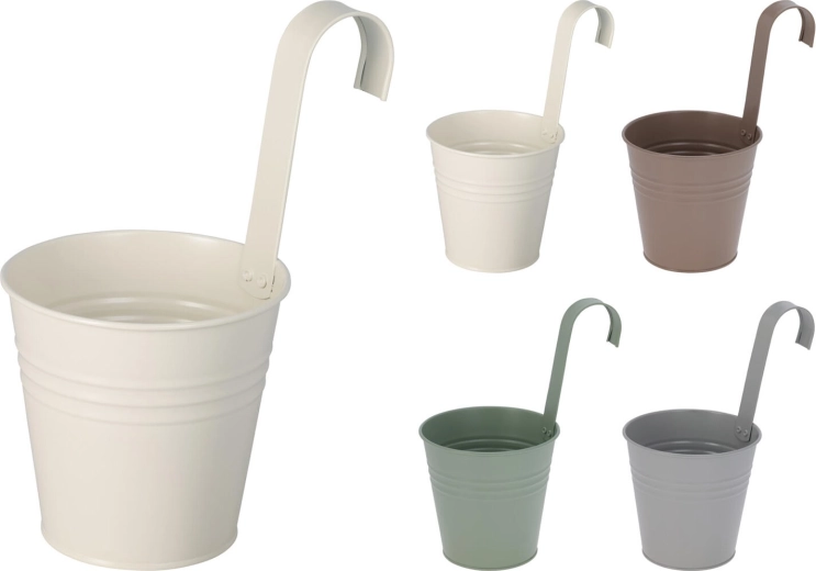 Hangende decoratieve bloempot 13 cm van gegalvaniseerd metaal – mix kleuren