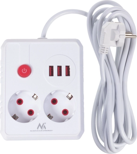 Twee stopcontacten + drie USB in één behuizing