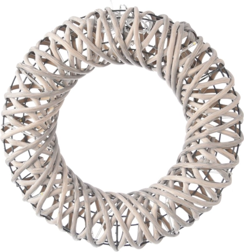 Rotan LED-krans met timer 30 cm, grijs