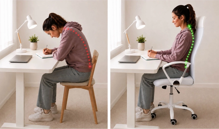 Ergonomische ondersteuning en betere lichaamshouding
