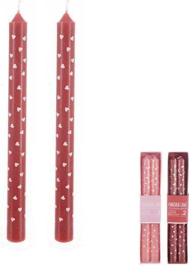 Hartvormige kaarsen, set van 2 stuks (2 varianten)