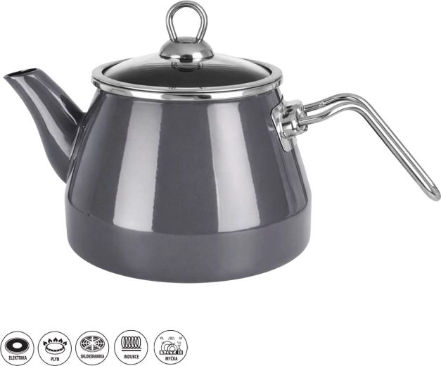 Geëmailleerde theeketel Grey Lem 2 l