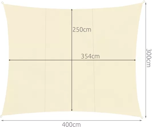 Afmeting 4 × 3 m voor effectieve beschaduwing