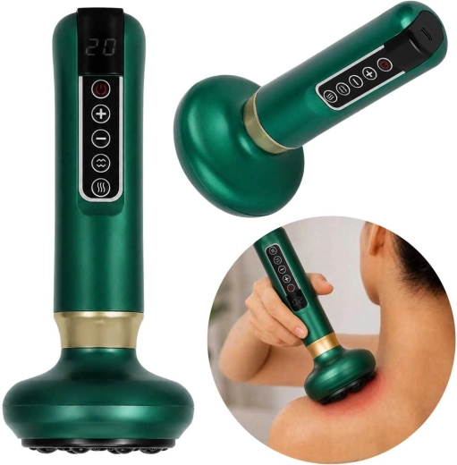 Handapparaat elektrische massager met cuppingfunctie, USB, groen