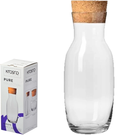 Karaf met natuurlijke kurken stop Pure 1 l Krosno
