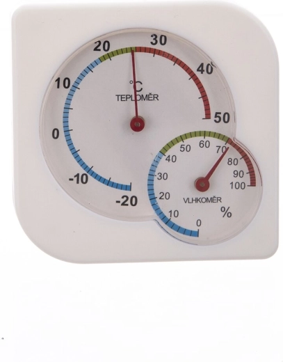Analoge thermometer en hygrometer voor binnen 7,5 × 7,5 cm wit