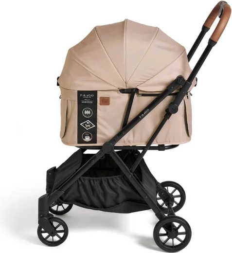 Geveerde, zwenkende voorwielen en grote mand met magneet