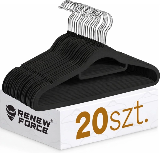 Antislip kledinghangers zwart - set van 20 stuks