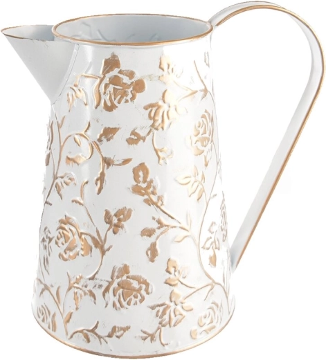 Decoratieve blikken gieter met rozen wit-goud