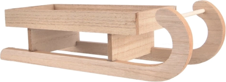 Decoratieve houten slee beige 30 × 10 × 8 cm