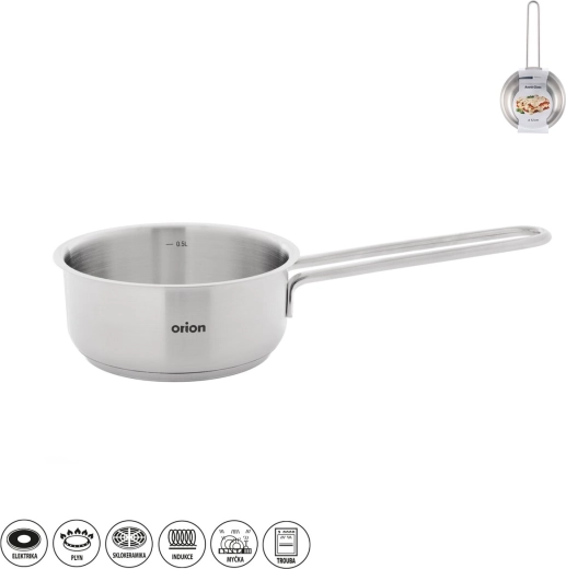 Orion roestvrijstalen steelpan Anett Glass 12 cm met glazen deksel
