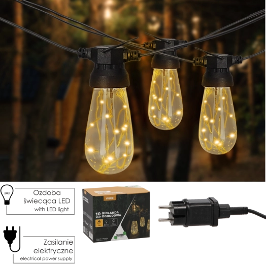 LED-lichtslinger voor de tuin 10 m, 10 LED's, warm wit