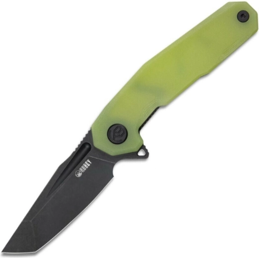 Kubey Carve Nest zakmes met vouwmechanisme, zwarte lemmet, transparant groene G10-handgreep