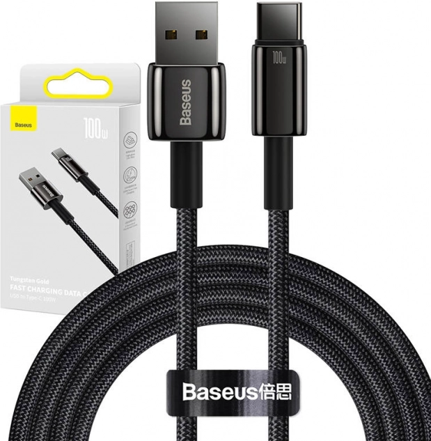 Kabel Baseus Tungsten Gold USB naar USB-C, 100 W, 2 m zwart
