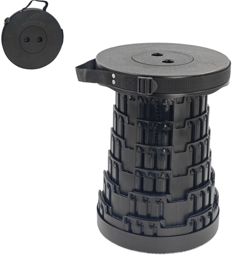 Telescopische opvouwbare kruk zwart 7–45 cm