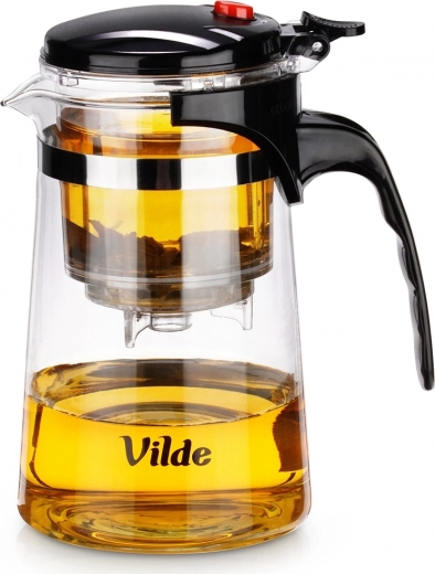 Glazen theepot met uitloop-frenchpress-infuser 680 ml Vilde