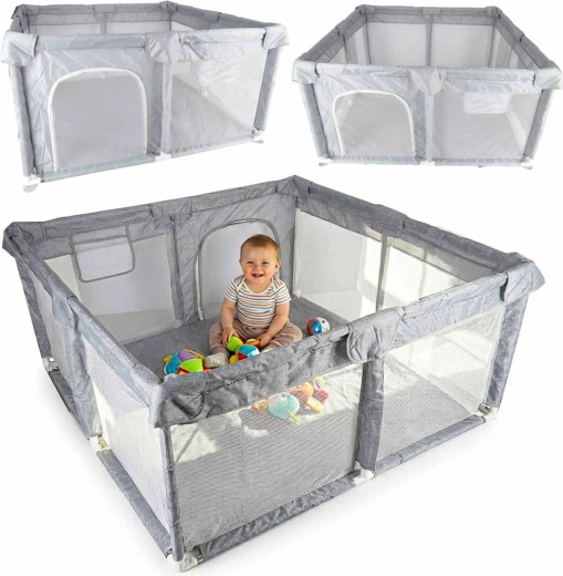 Opvouwbare kinderbox 120 × 120 cm met ritssluiting ingang