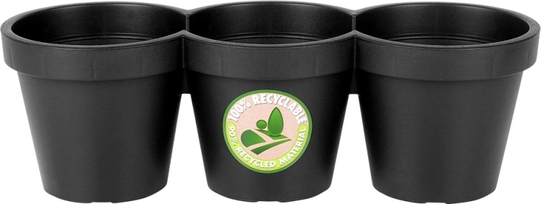 Drie bloempotten in één compact geheel