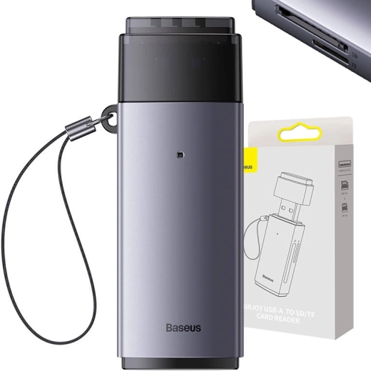 Geheugenkaartlezer USB voor SD en TF – Baseus Lite, grijs