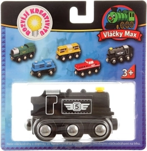 Maxim zwarte houten diesellocomotief
