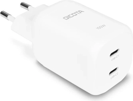 GaN-oplader 100 W met 2× USB‑C (EU), wit