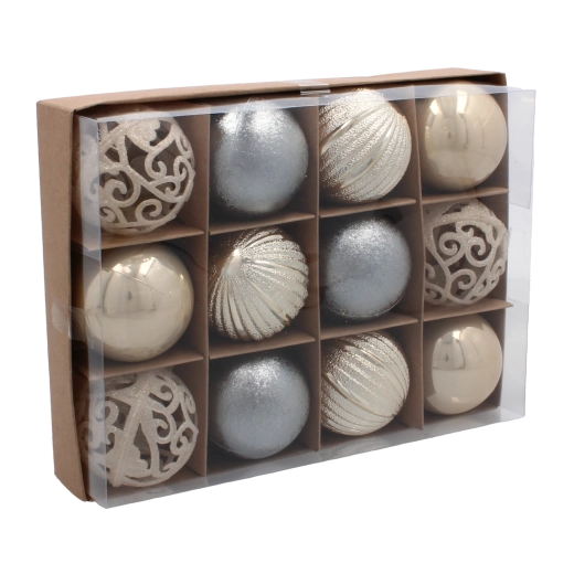 Harmonieuze palet champagne–grijs–wit