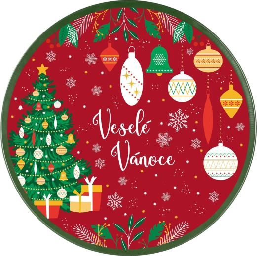 Kerstmis metalen dienblad TORO met kerstboom, 26 cm