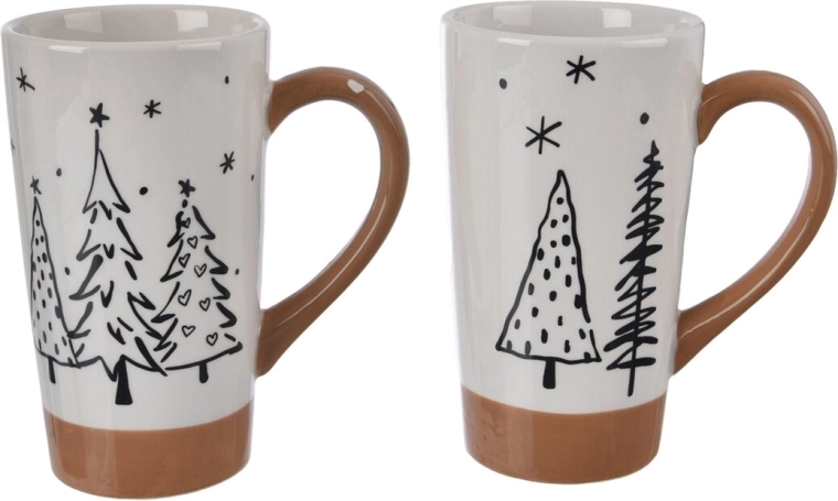 Dolomieten mok in de vorm van een kerstboom wit/beige 15 cm