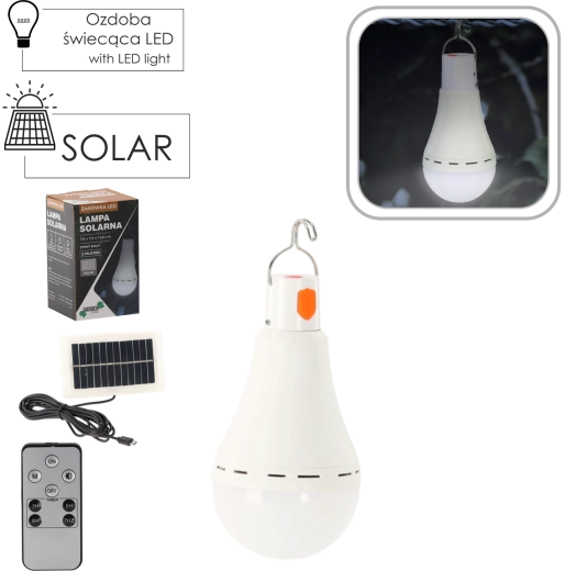 Zonne-LED-lamp in de vorm van een gloeilamp met koud wit licht