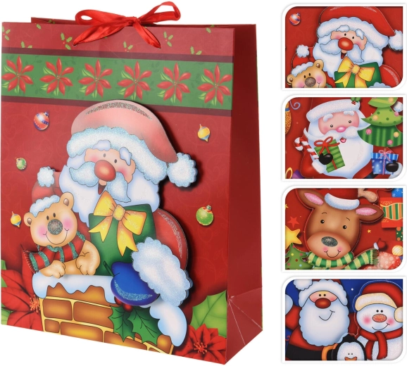 Cadeautas kerst M 24 × 18 × 8 cm, mix van decoraties