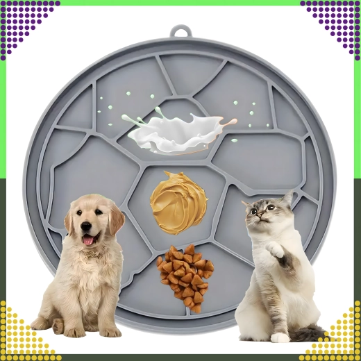 Grijze siliconen likmat voor honden en katten