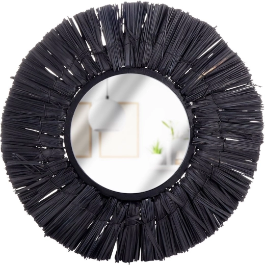 Zwarte ronde wandspiegel Home Styling Collection 32 cm