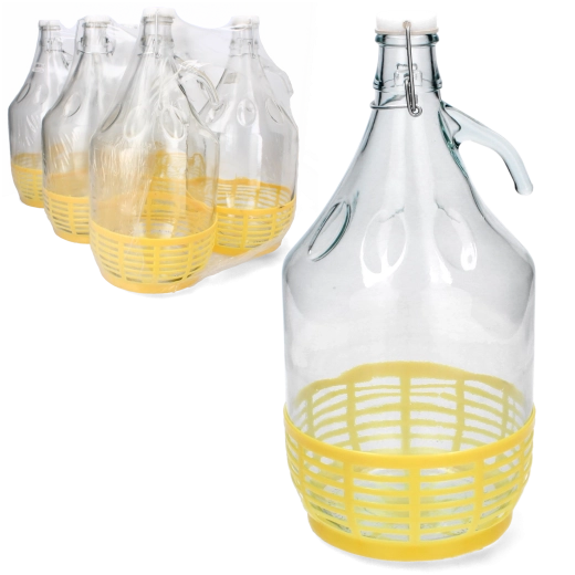Glazen mandfles van 5 l met handgreep en mechanische sluiting