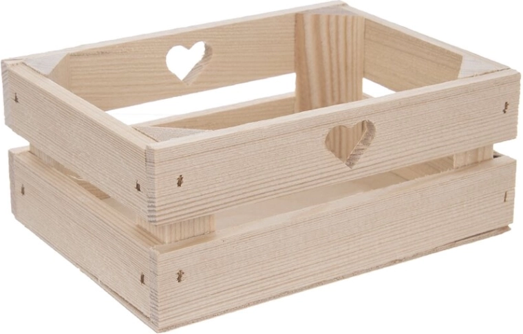 Houten kistje in industriële stijl met hart 20 × 14,5 × 8 cm