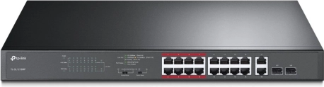 16-poorts PoE+ switch TL-SL1218MP met gigabit RJ45-poorten en SFP-slots