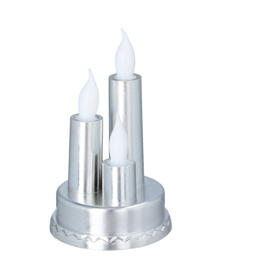 Drievoudige LED-kaars in zilverkleur 14 cm