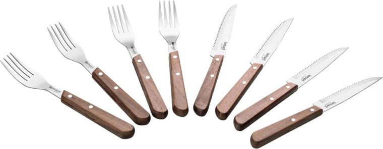 Lamart steakbestek Walnut, 8 stuks